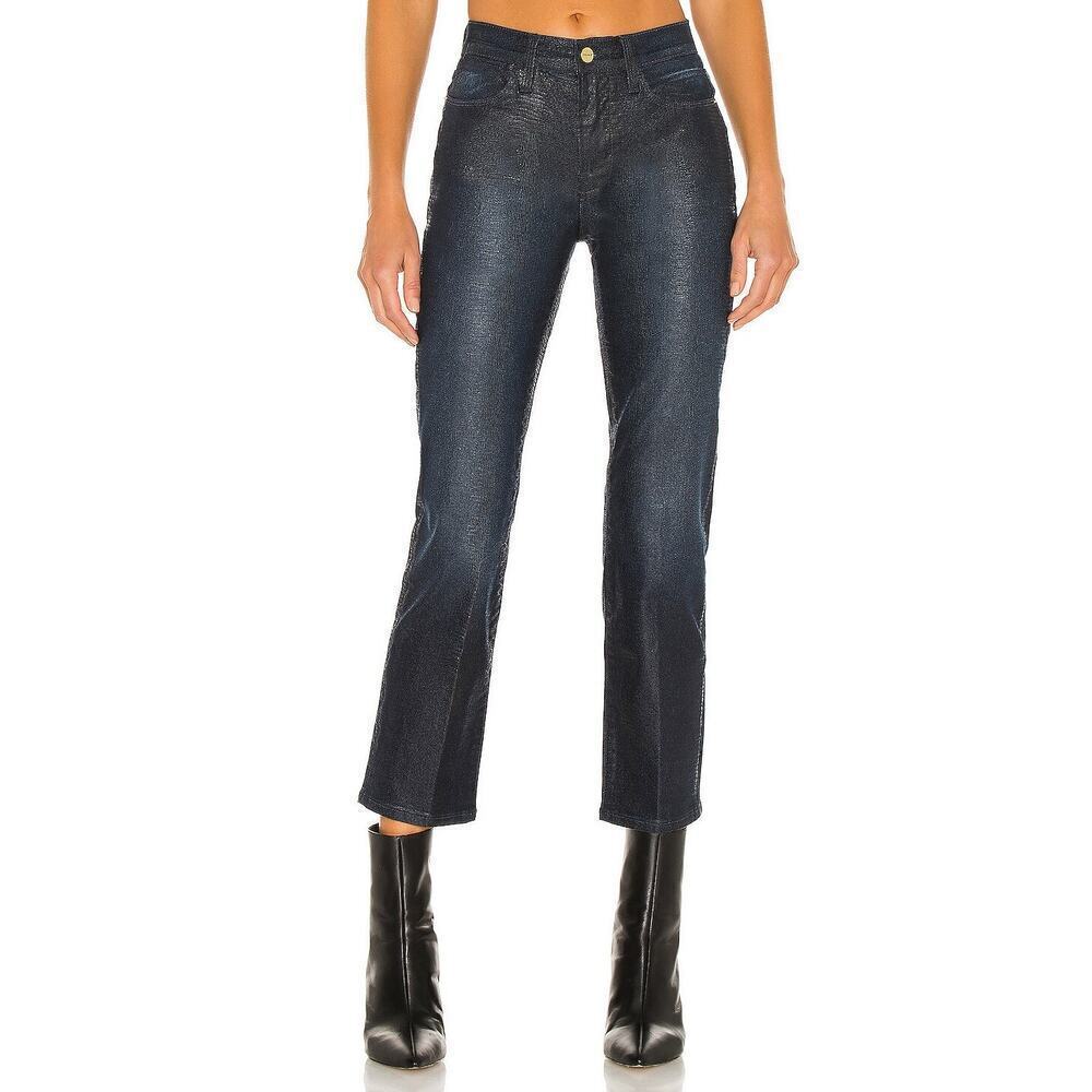 Frame Le High Straight Jeans Lizard Coated Size 24